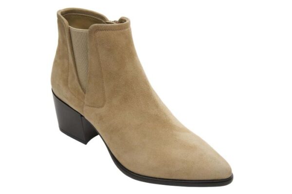 VANELi ILYSE suede point-toe ankle boot in camel suede