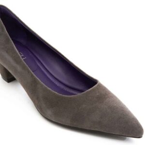 VANELi TABIA point-toe pump in leather or suede in fango suede