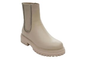 VANELi ZETTA leather lug-sole boots in soft beige weatherproof nappa