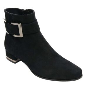 VANELi AVENEL chelsea boot with faux-buckle accent strap in black suede