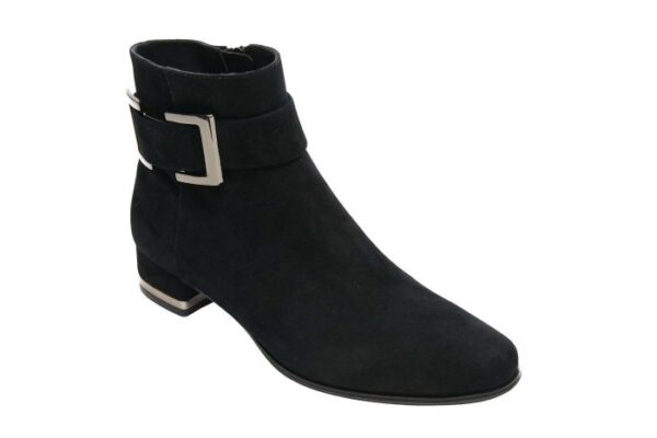 VANELi AVENEL chelsea boot with faux-buckle accent strap in black suede