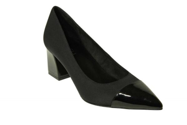 VANELi MAYLEA point-toe fabric pump in black fabric or black patent
