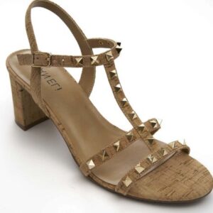 VANELi MIDGE heeled strappy sandal metal pyramid studs in natural cork